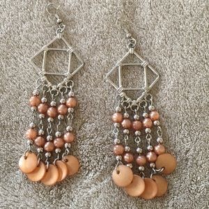 NEVER WORN- Beautiful Orange and Tan Earrings